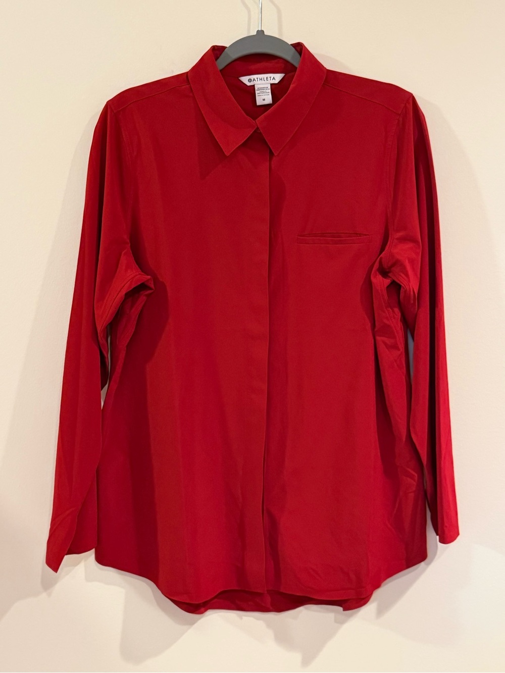 Athleta Red Urbanite Button-Up Shirt